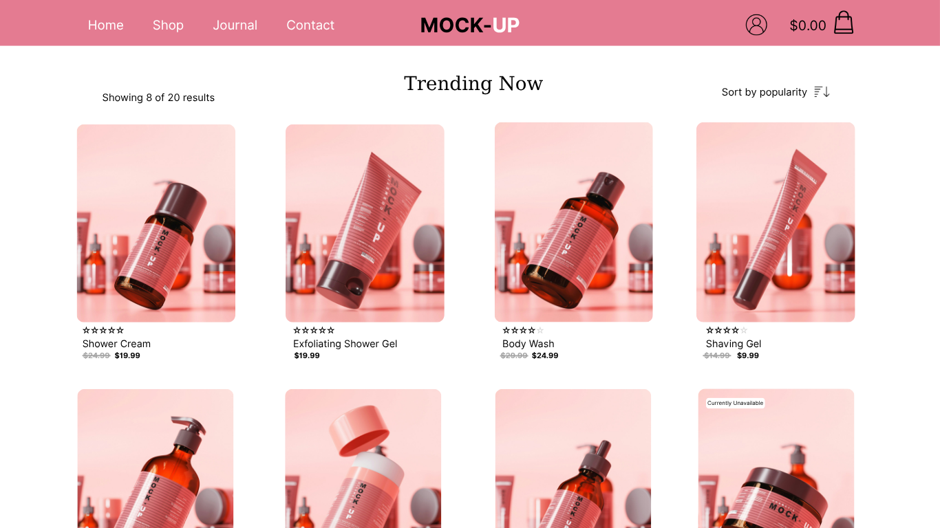 Cosmetics product page design for growing businesses by a professional web agency